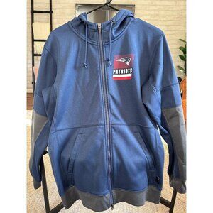 New England Patriots Nike Lockup Therma Full Zip Blue Hoodie Mens Size Small